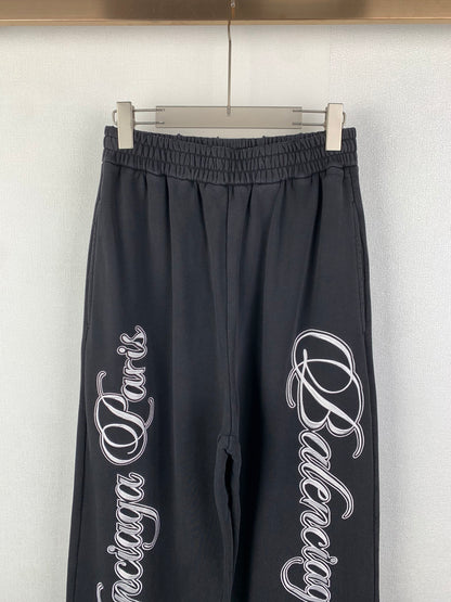 Balenciaga Cursive Baggy Pants for Men in Black/White
