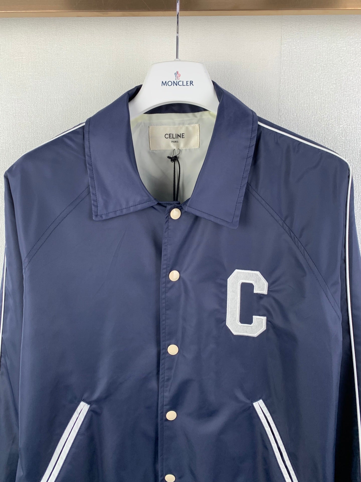 CELINE Teddy Collar Shirt 'Navy Blue'