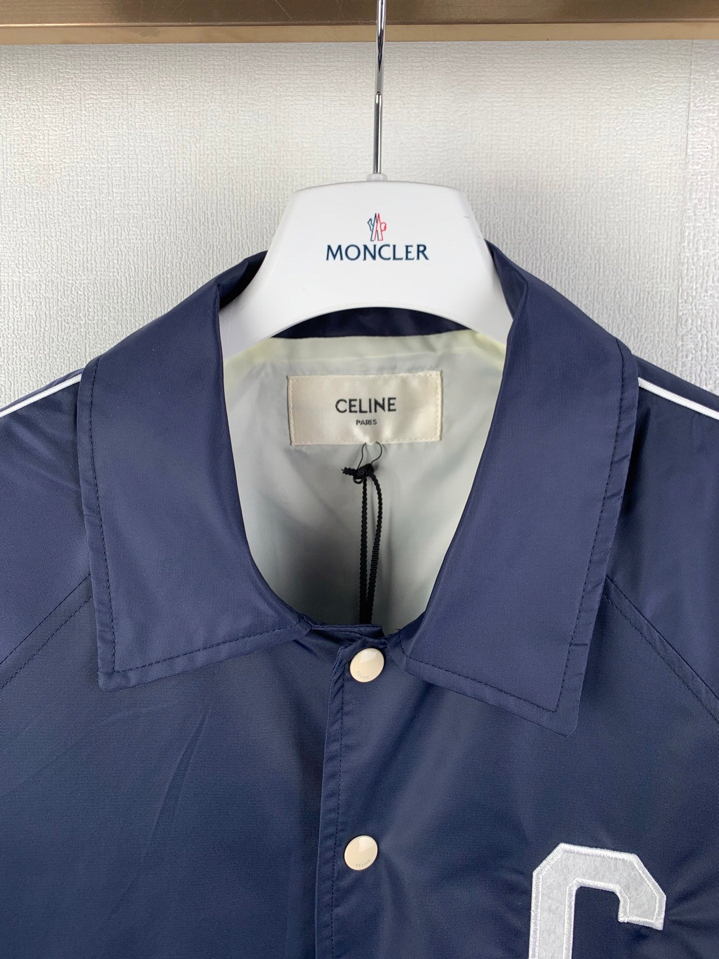 CELINE Teddy Collar Shirt 'Navy Blue'
