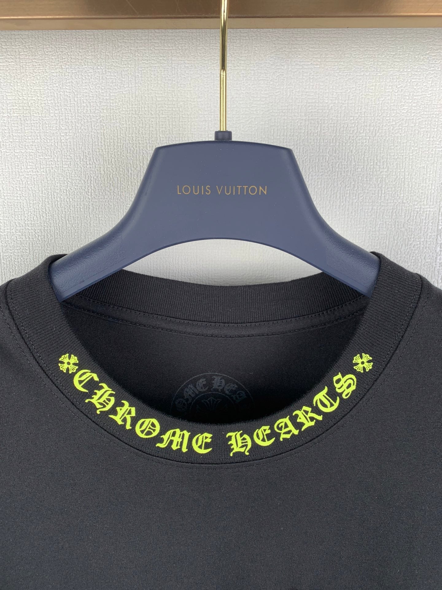 Chrome Hearts Neck Logo T-Shirt 'Black/Neon Yellow'