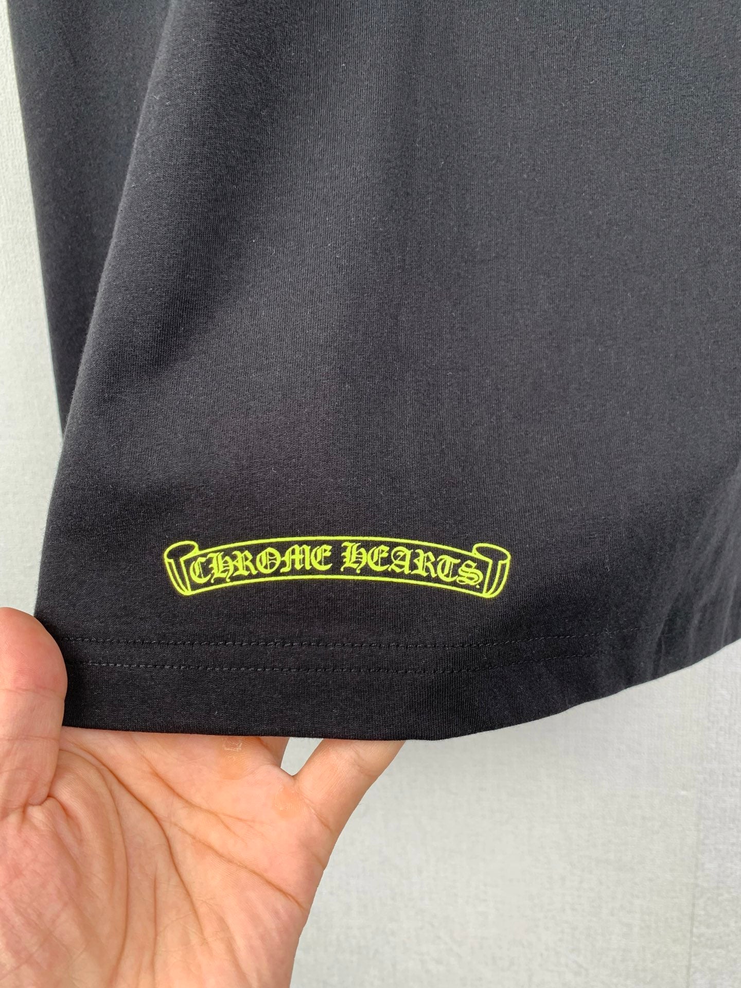 Chrome Hearts Neck Logo T-Shirt 'Black/Neon Yellow'