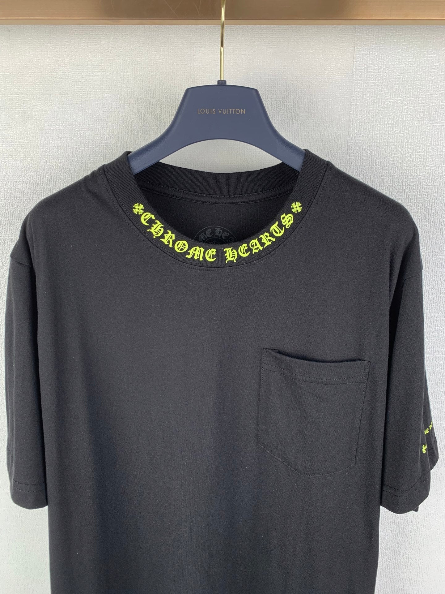 Chrome Hearts Neck Logo T-Shirt 'Black/Neon Yellow'