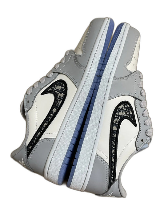 Dior × Nike Air Jordan 1 Low OG "Wolf Grey/Black-Sail-White"