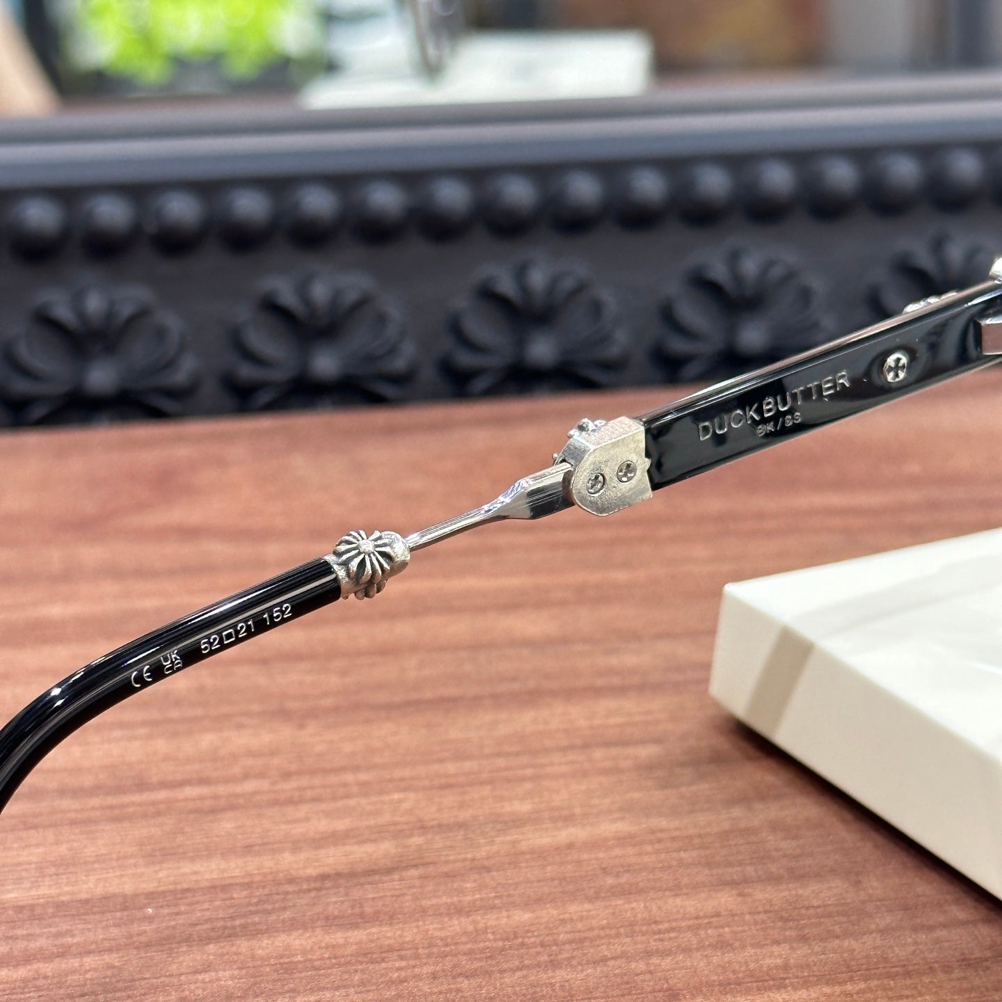 Chrome Hearts DUCK BUTTER Silver Sword Black Square Optical Glasses Unisex DUCK BUTTER BKSS