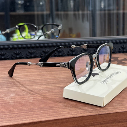 Chrome Hearts DUCK BUTTER Silver Sword Black Square Optical Glasses Unisex DUCK BUTTER BKSS