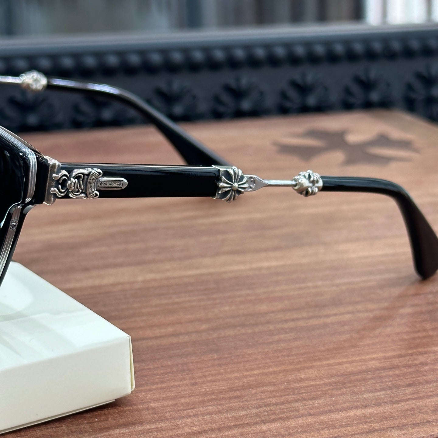 Chrome Hearts DUCK BUTTER Silver Sword Black Square Optical Glasses Unisex DUCK BUTTER BKSS