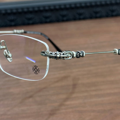 Chrome Hearts eyeglasses frame PILLS III GP-BK-P 55, floral square design, suitable for both men and women