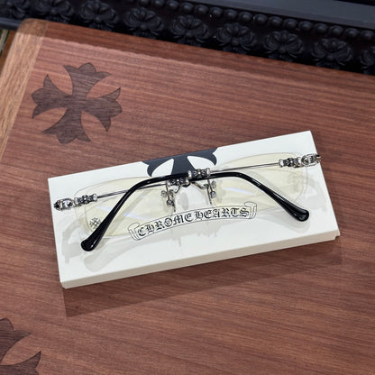Chrome Hearts eyeglasses frame PILLS III GP-BK-P 55, floral square design, suitable for both men and women