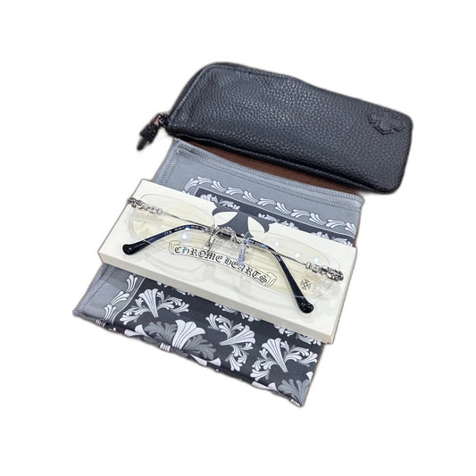 Chrome Hearts eyeglasses frame PILLS III GP-BK-P 55, floral square design, suitable for both men and women