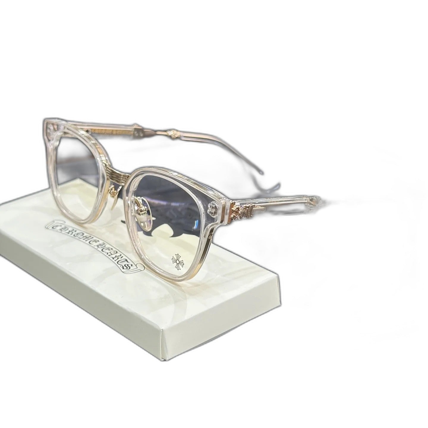 Chrome Hearts DUCK BUTTER Silver Sword Black Square Optical Glasses Unisex DUCK BUTTER BKSS