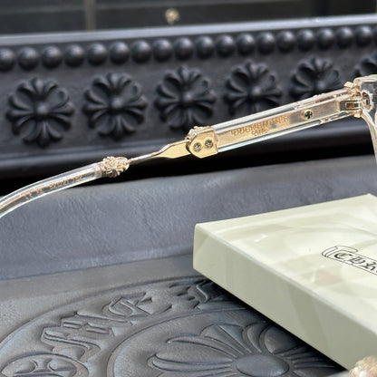 Chrome Hearts DUCK BUTTER Silver Sword Black Square Optical Glasses Unisex DUCK BUTTER BKSS