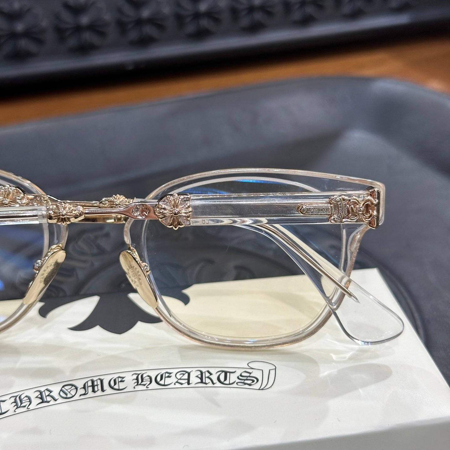 Chrome Hearts DUCK BUTTER Silver Sword Black Square Optical Glasses Unisex DUCK BUTTER BKSS