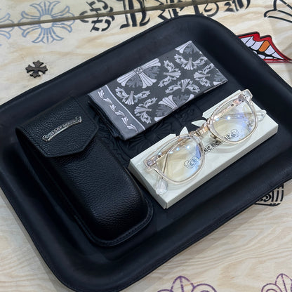 Chrome Hearts DUCK BUTTER Silver Sword Black Square Optical Glasses Unisex DUCK BUTTER BKSS