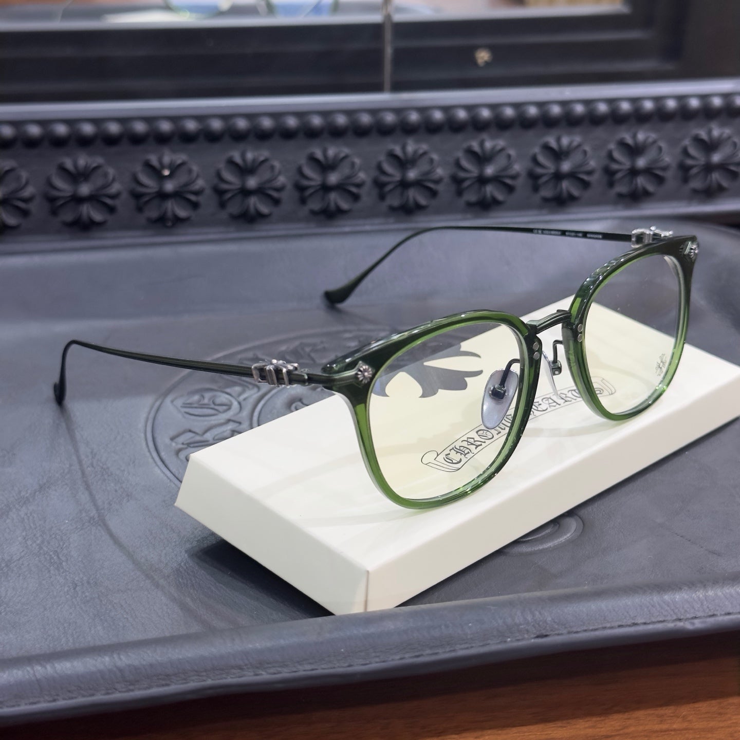 Chrome Hearts Green Irregular Optical Glasses Unisex