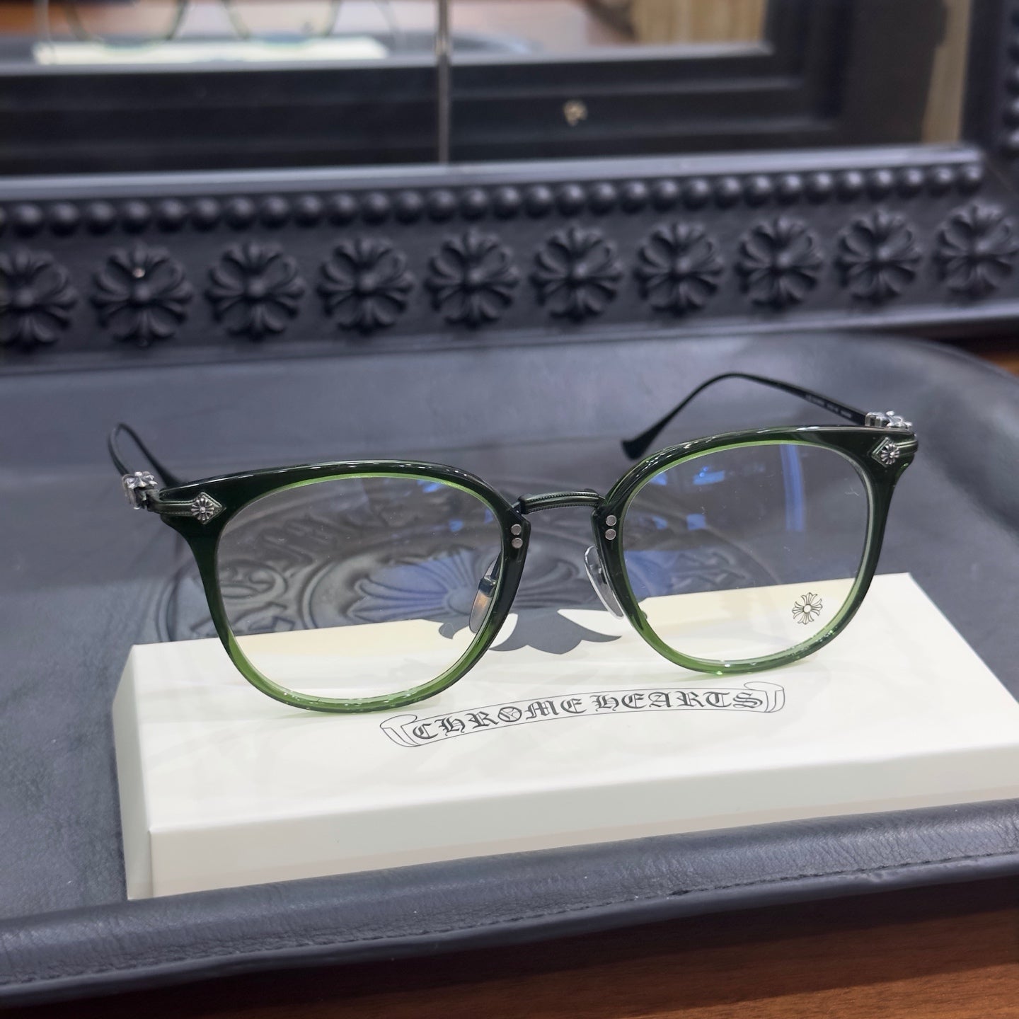 Chrome Hearts Green Irregular Optical Glasses Unisex