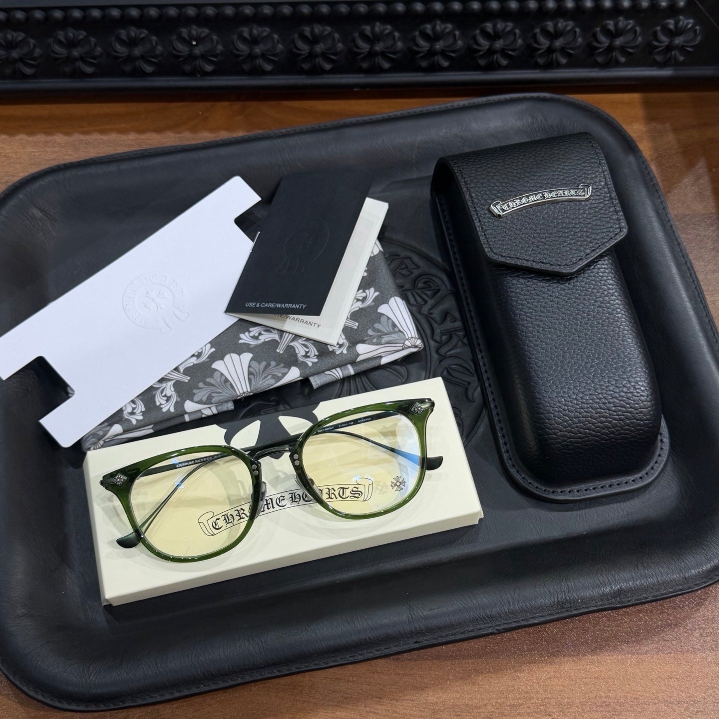 Chrome Hearts Green Irregular Optical Glasses Unisex