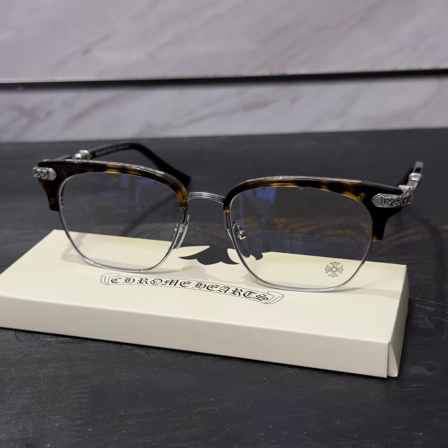 Chrome Hearts VERTICAL SMILE II/Side Eternity Vine Half-rimmed Glasses/Sunglasses/Eyeglasses