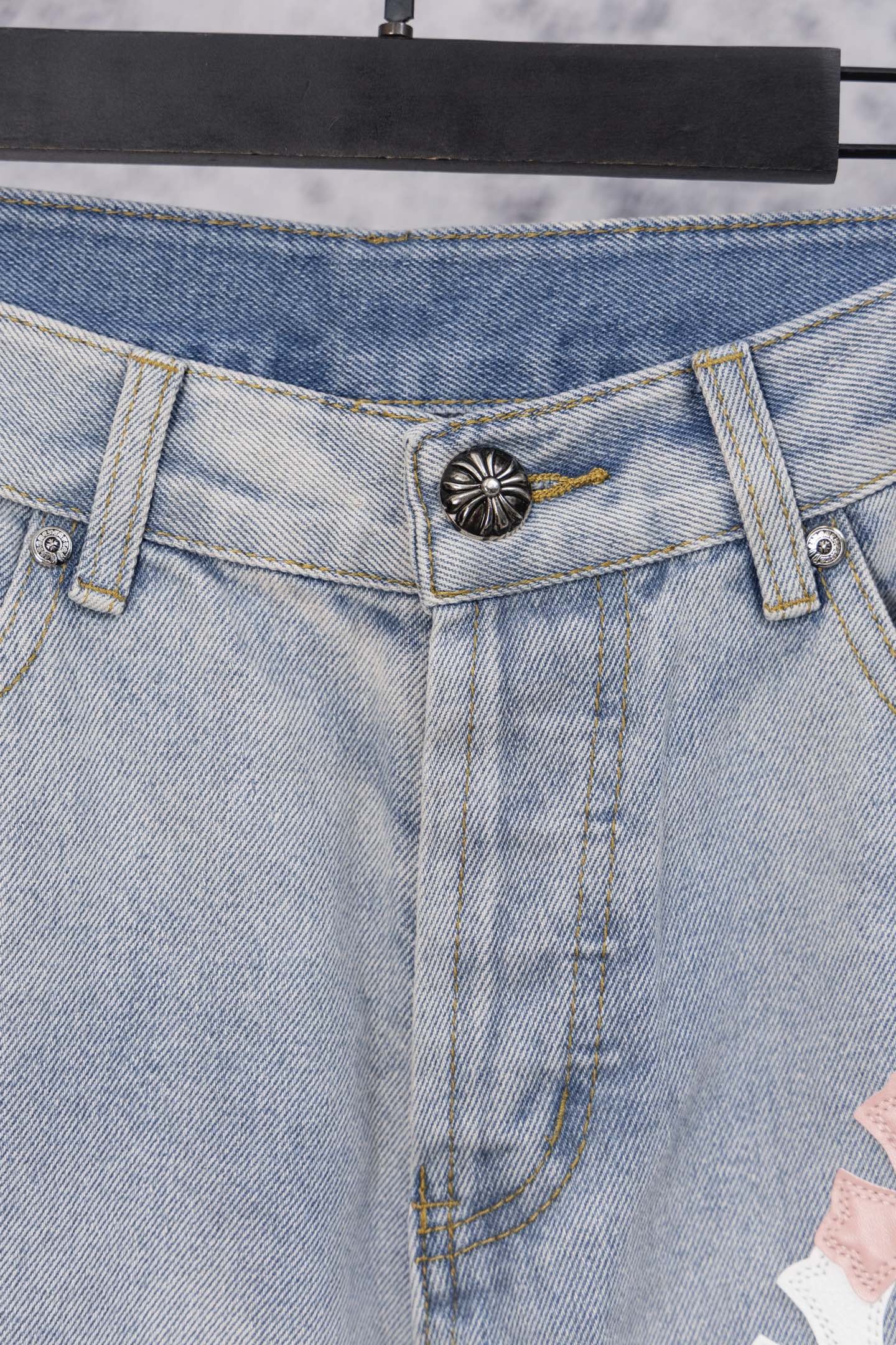 Chrome Heart embroidered print straight-leg jeans