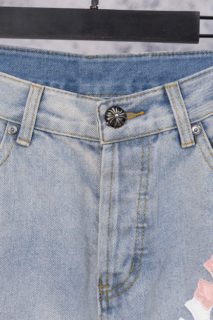 Chrome Heart embroidered print straight-leg jeans