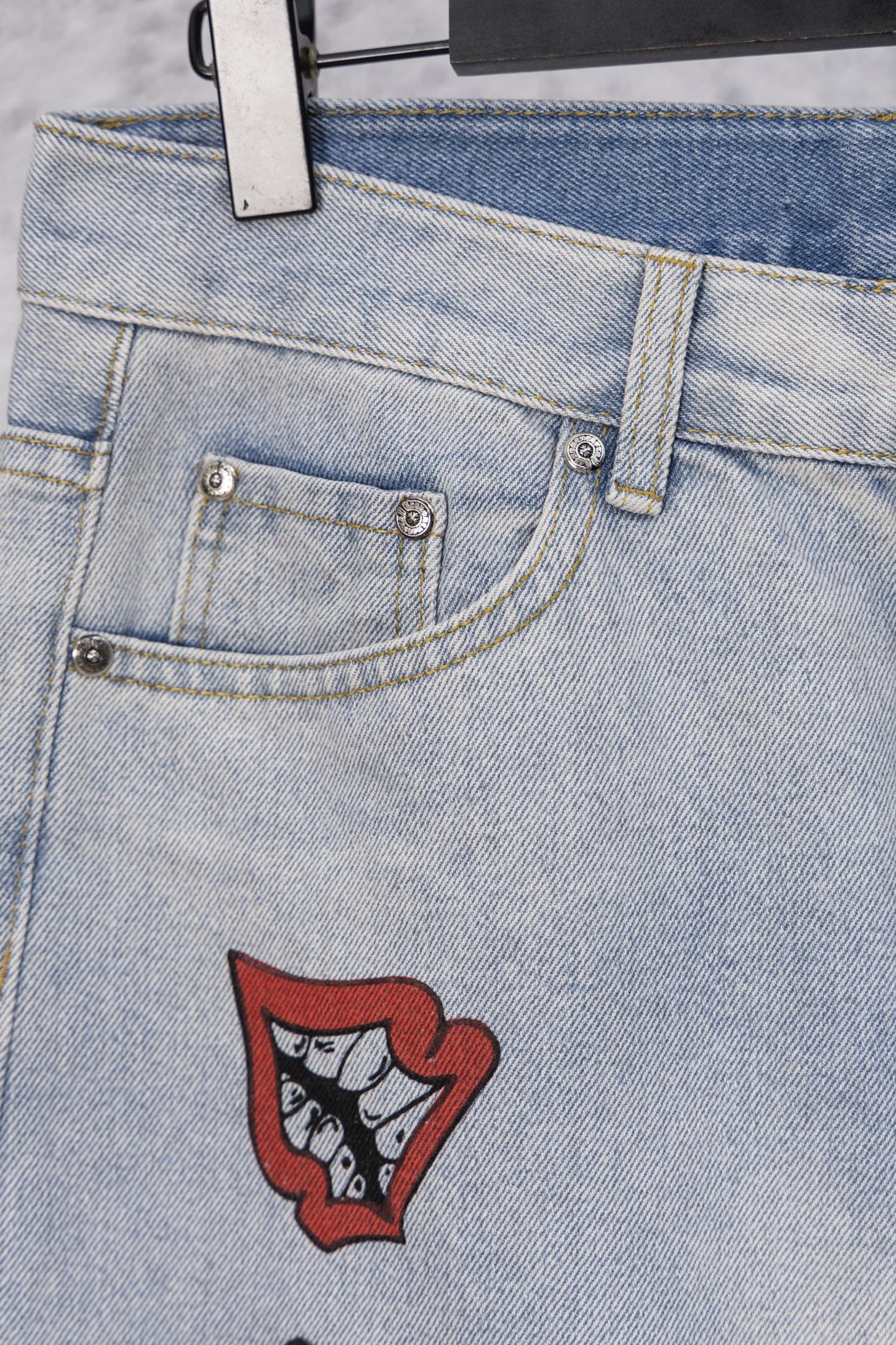 Chrome Heart embroidered print straight-leg jeans