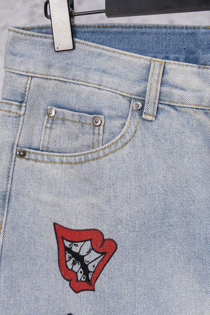 Chrome Heart embroidered print straight-leg jeans