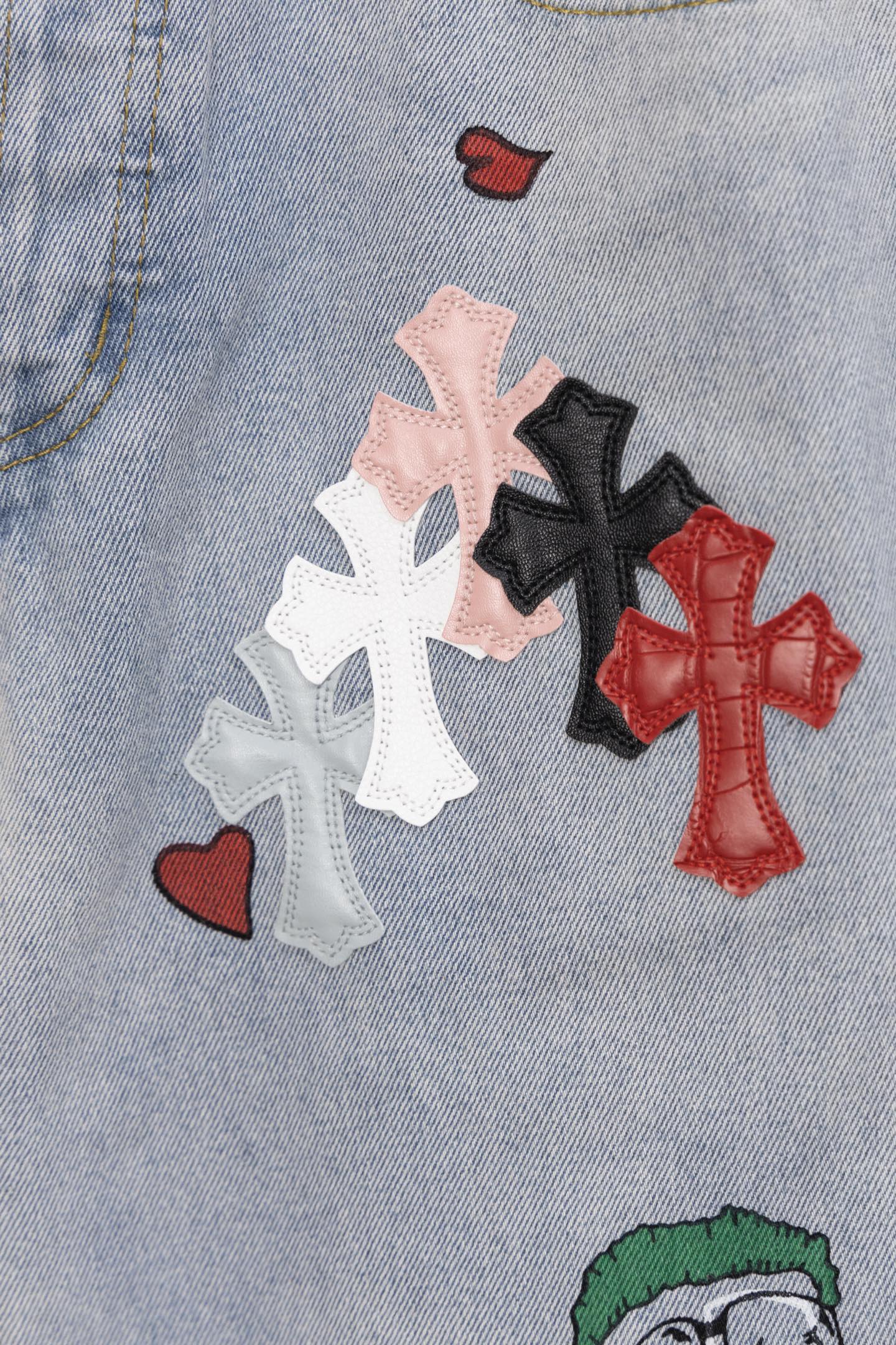 Chrome Heart embroidered print straight-leg jeans