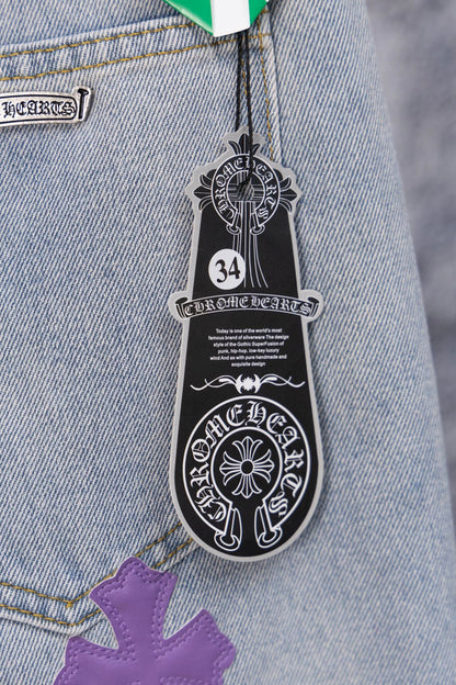 Chrome Heart embroidered print straight-leg jeans