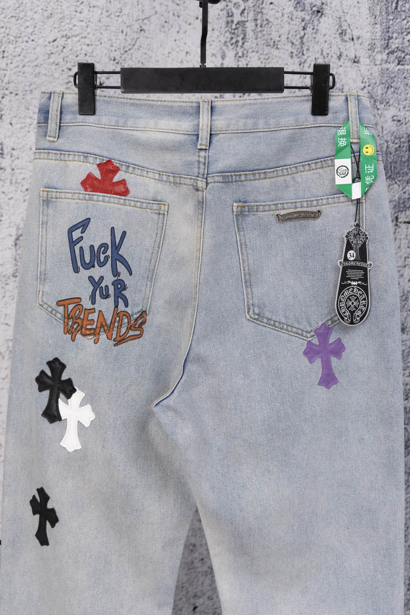 Chrome Heart embroidered print straight-leg jeans