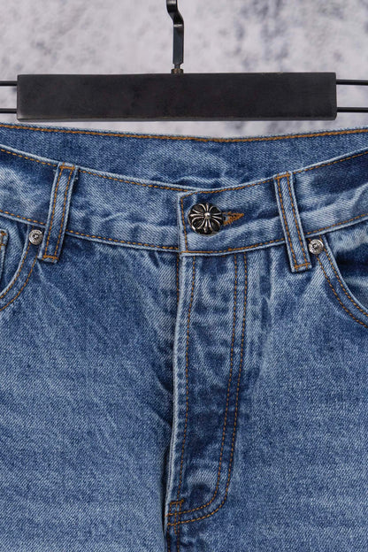 Chrome Heart embroidered print straight-leg jeans