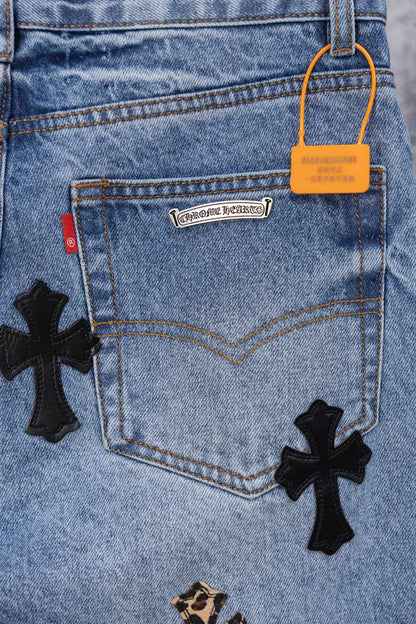 Chrome Heart embroidered print straight-leg jeans