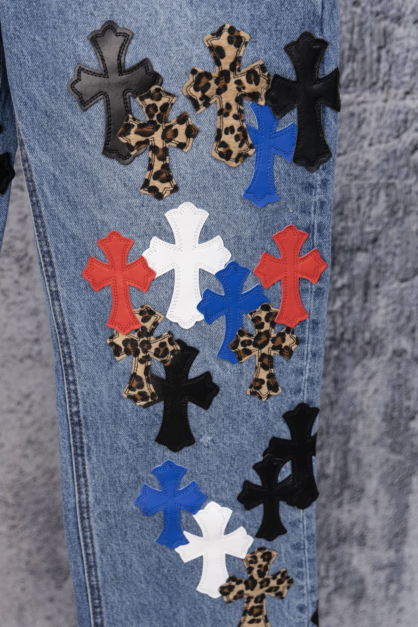 Chrome Heart embroidered print straight-leg jeans
