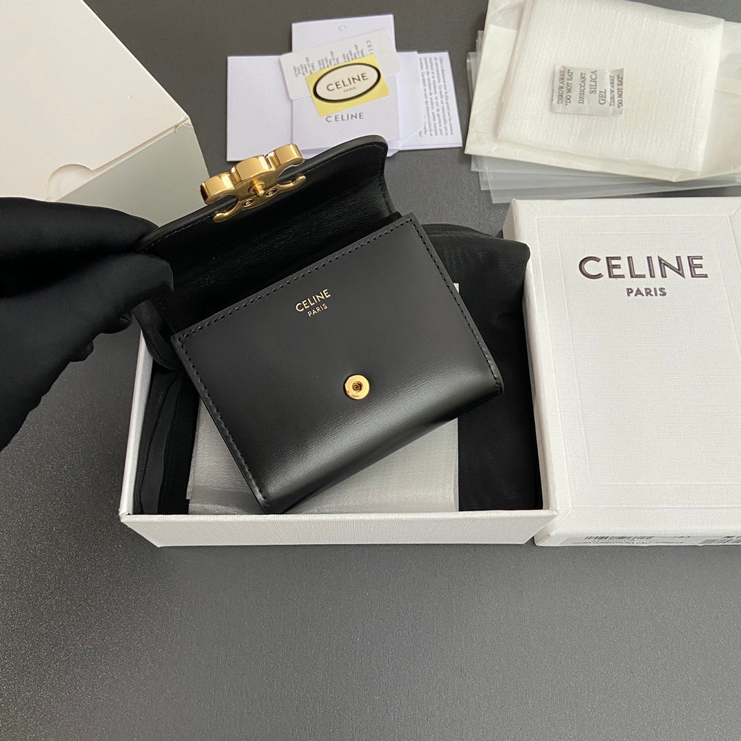 Celine Small Flap Wallet TRIOMPHE in Shiny calfskin