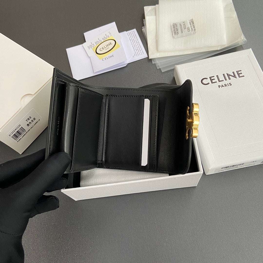 Celine Small Flap Wallet TRIOMPHE in Shiny calfskin