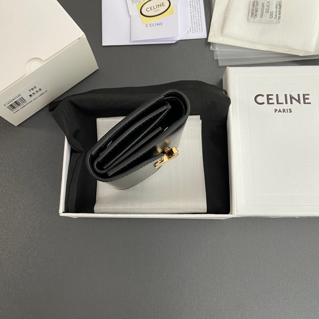 Celine Small Flap Wallet TRIOMPHE in Shiny calfskin