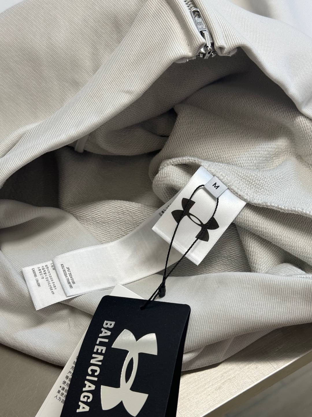 BALENCIAGA x Under Armour Women's Zip-Up Hoodie Regular Fit "White/Black"