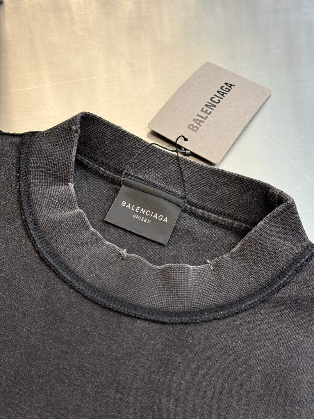 BALENCIAGA Men's New Year Series 25 - Inside-Out T-Shirt Medium Fit "Washed Black"