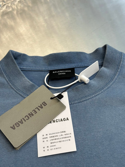 BALENCIAGA  Men's Political Campaign T-shirt Medium Fit in Faded Blue/white/red