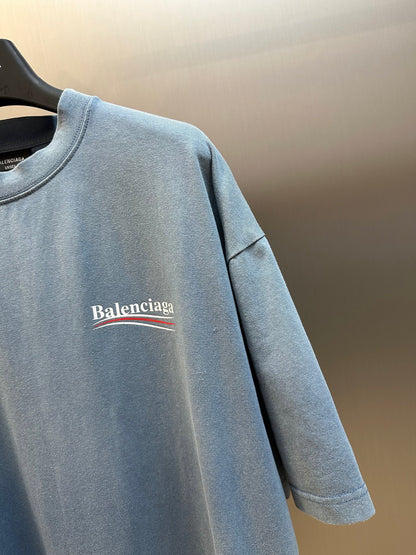 BALENCIAGA  Men's Political Campaign T-shirt Medium Fit in Faded Blue/white/red