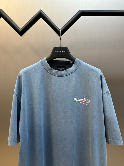 BALENCIAGA  Men's Political Campaign T-shirt Medium Fit in Faded Blue/white/red