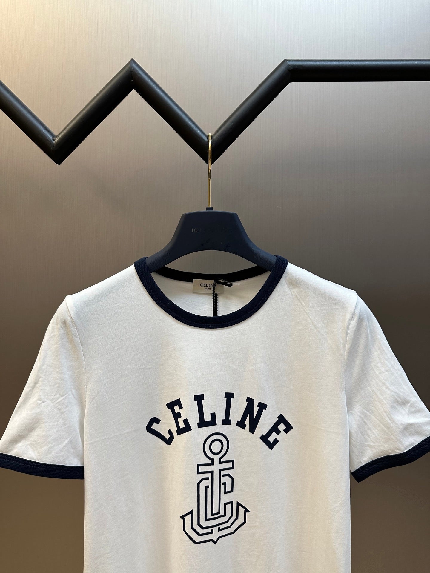 CELINE ANCHOR COTTON JERSEY 70S T-SHIRT