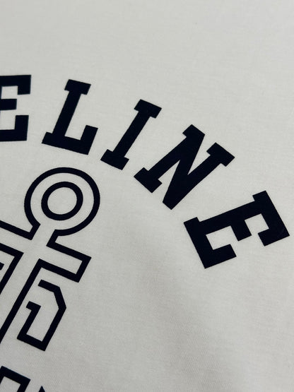 CELINE ANCHOR COTTON JERSEY 70S T-SHIRT