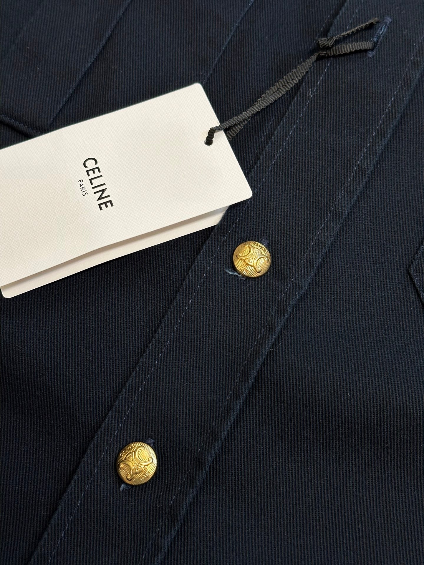 CELINE Men's Military Shirt in Cotton Wool Twill "Navy"