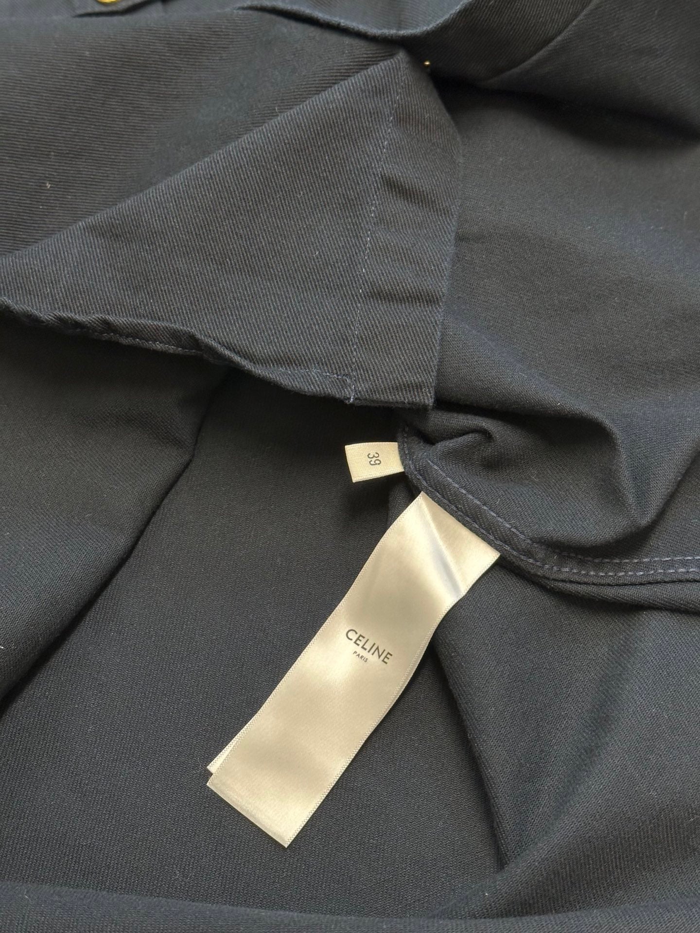 CELINE Men's Military Shirt in Cotton Wool Twill "Navy"
