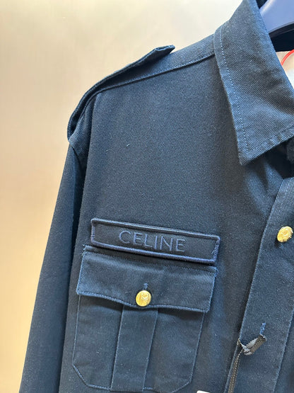 CELINE Men's Military Shirt in Cotton Wool Twill "Navy"