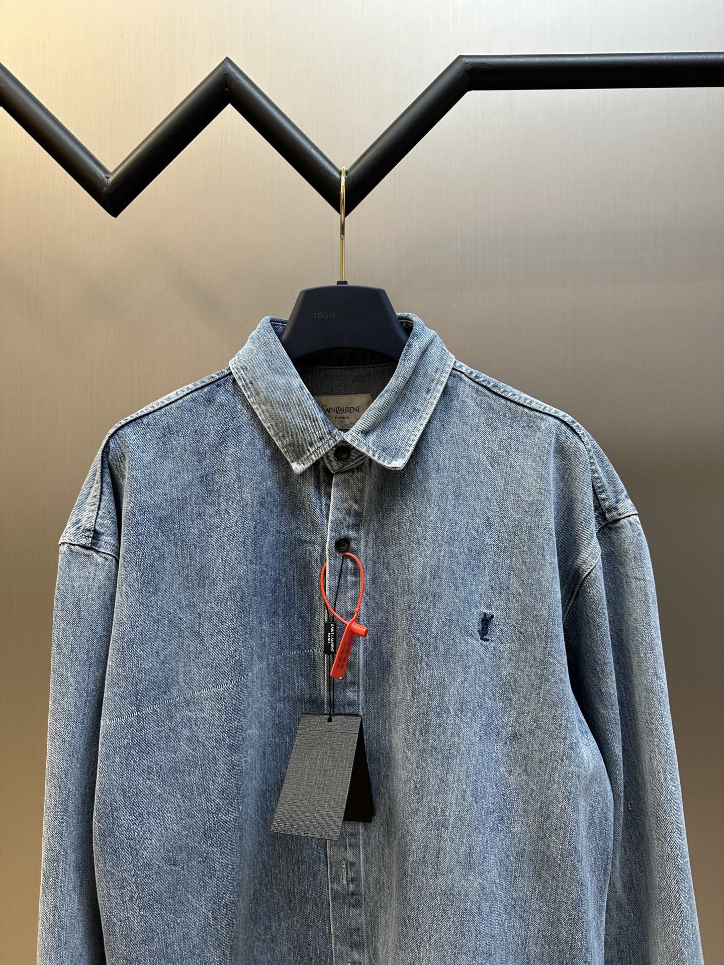 SAINT LAURENT Cassandre shirt in day blue denim