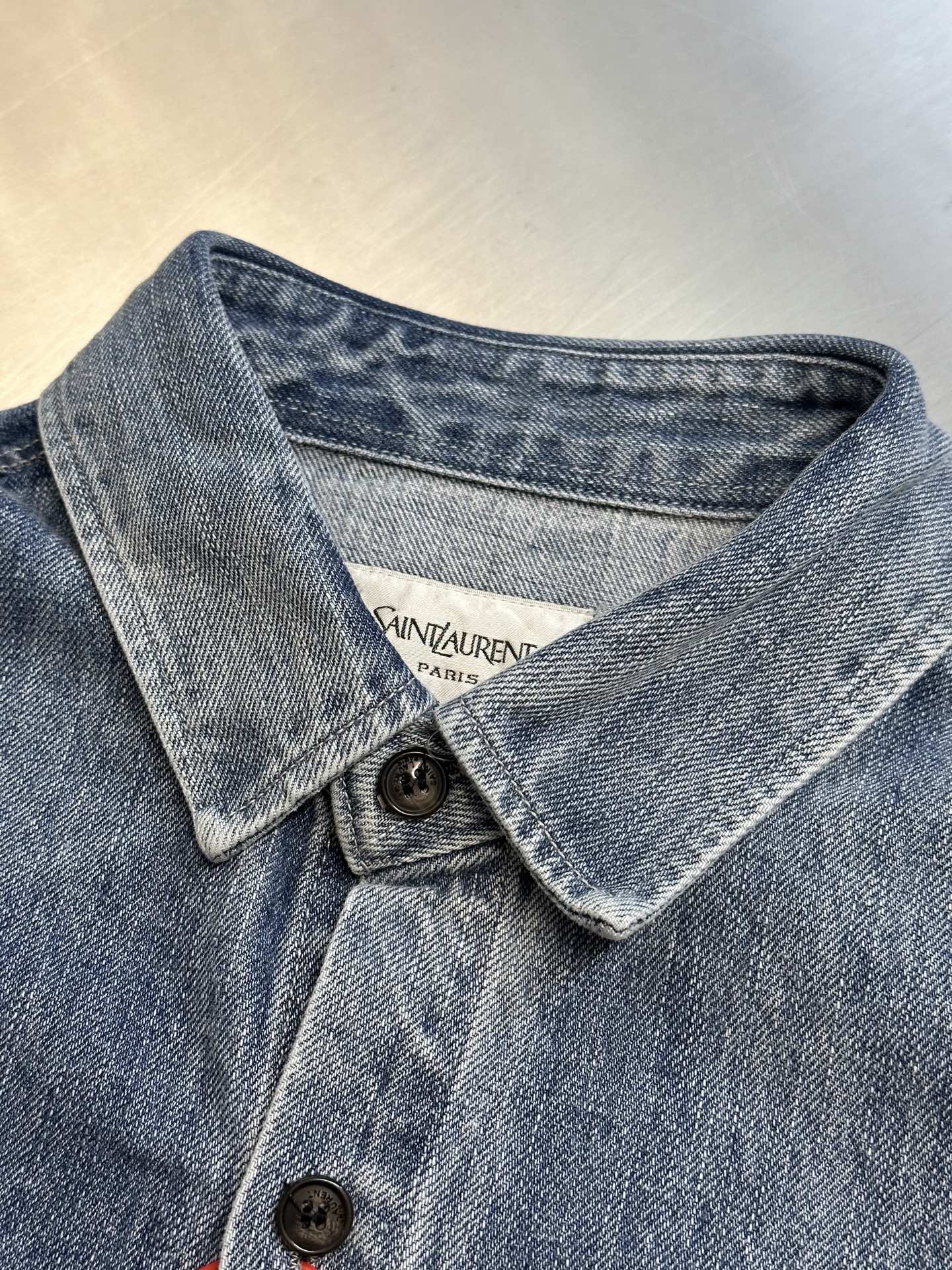 SAINT LAURENT Cassandre shirt in day blue denim