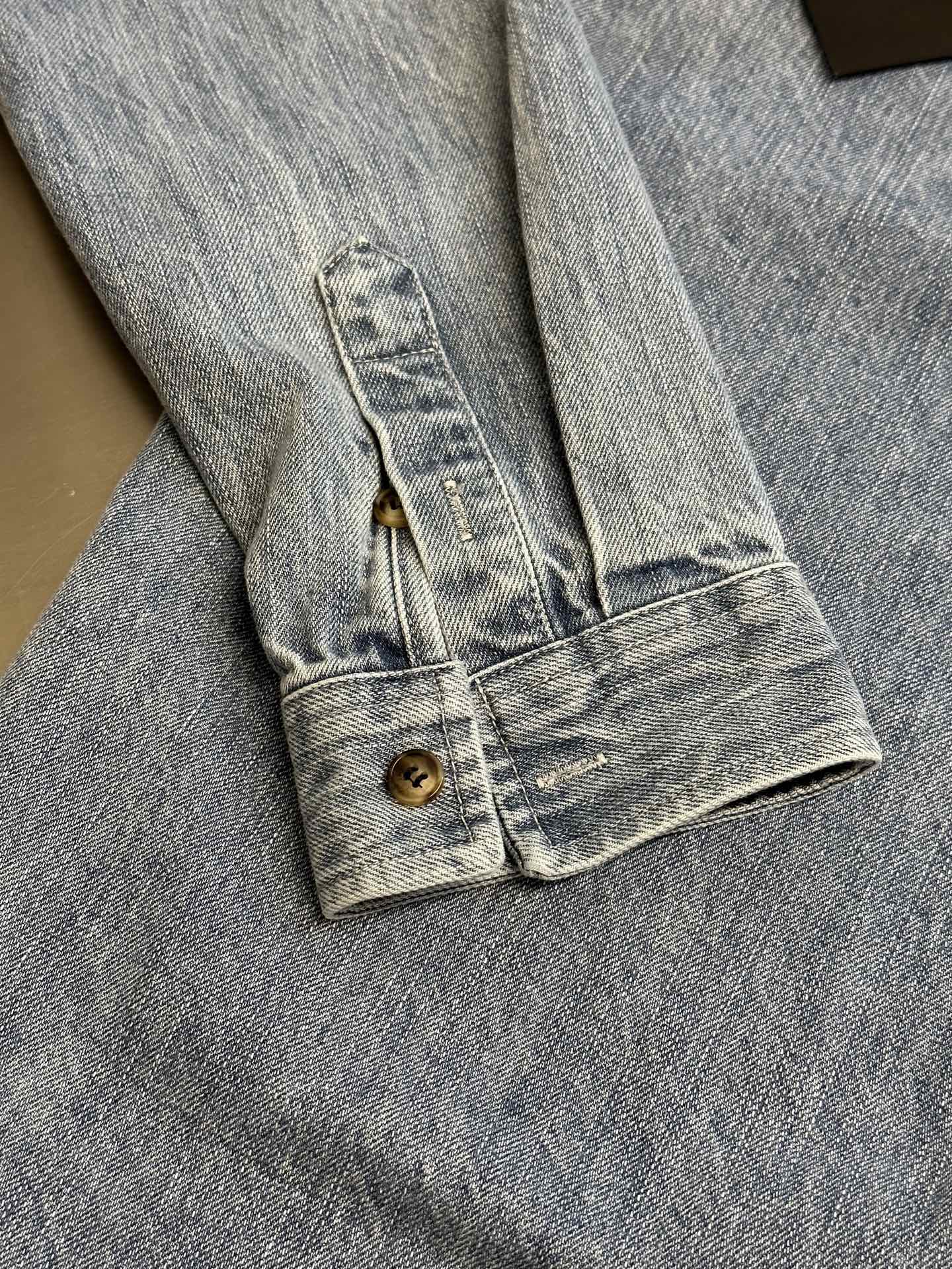 SAINT LAURENT Cassandre shirt in day blue denim