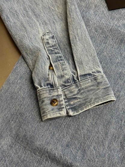 SAINT LAURENT Cassandre shirt in day blue denim