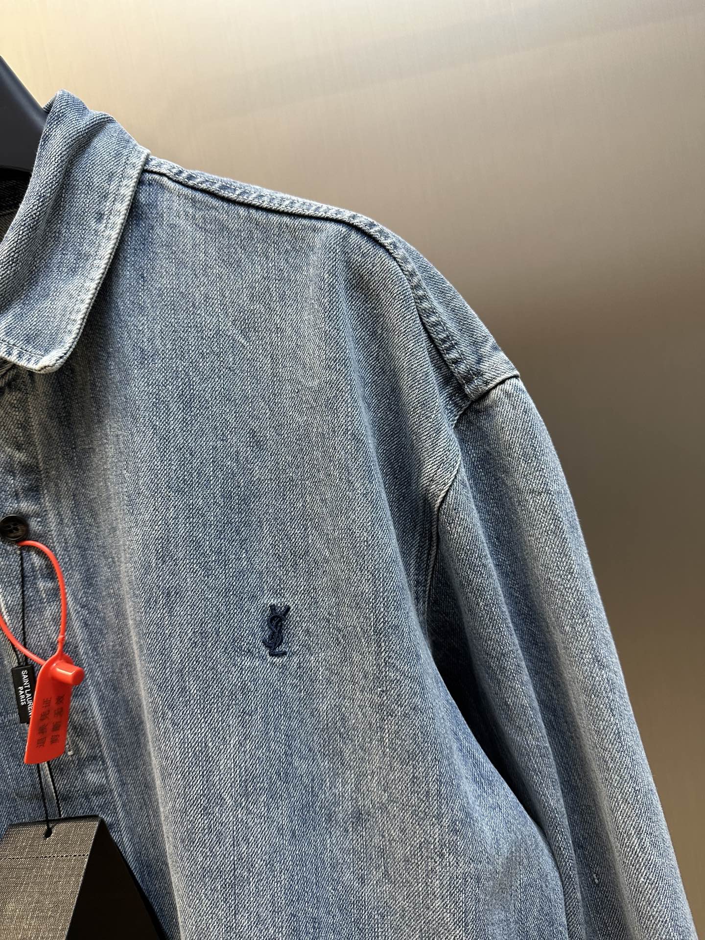 SAINT LAURENT Cassandre shirt in day blue denim