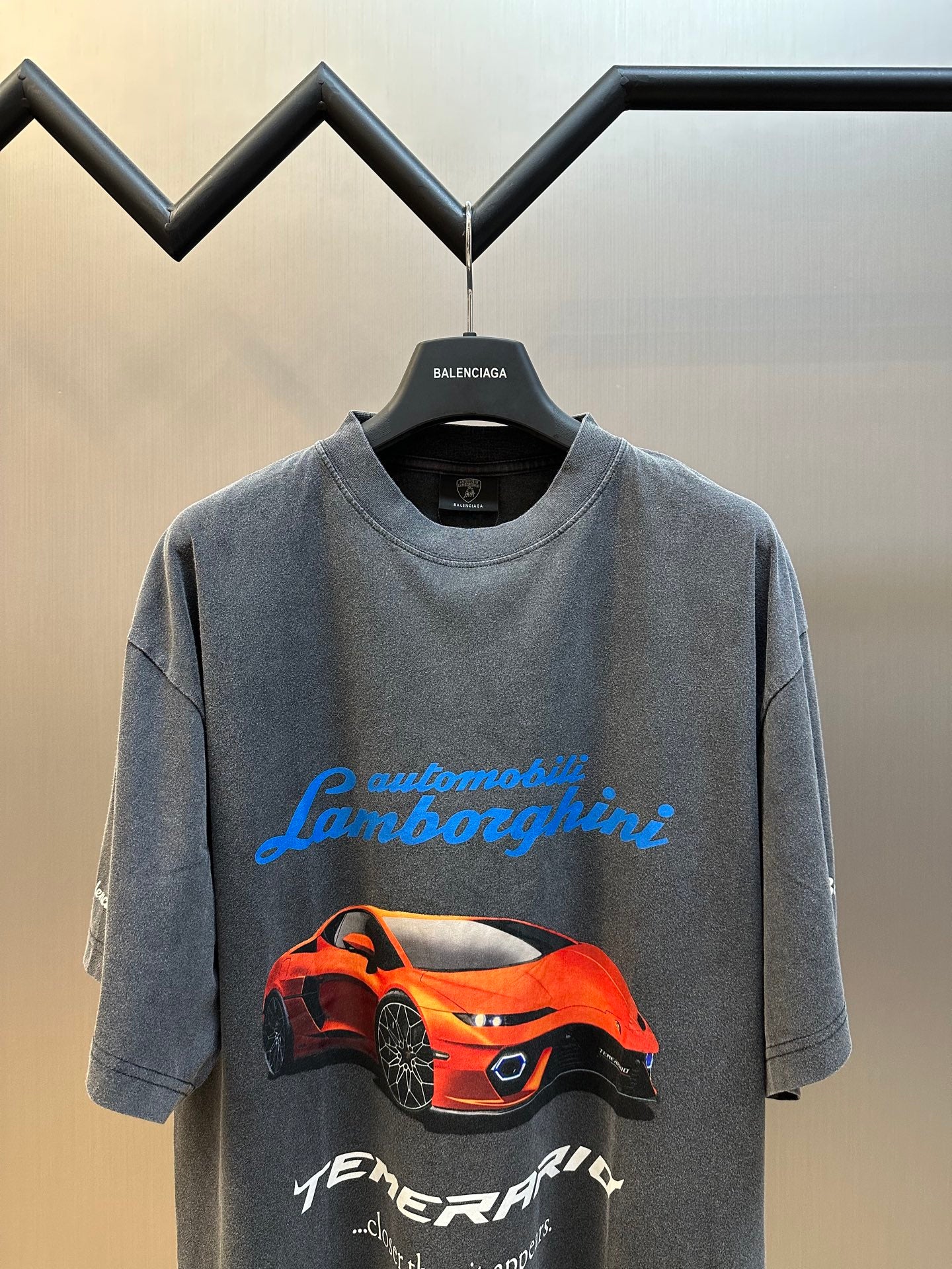BALENCIAGA Automobili Lamborghini Men's Oversized T-Shirt "Faded Black"